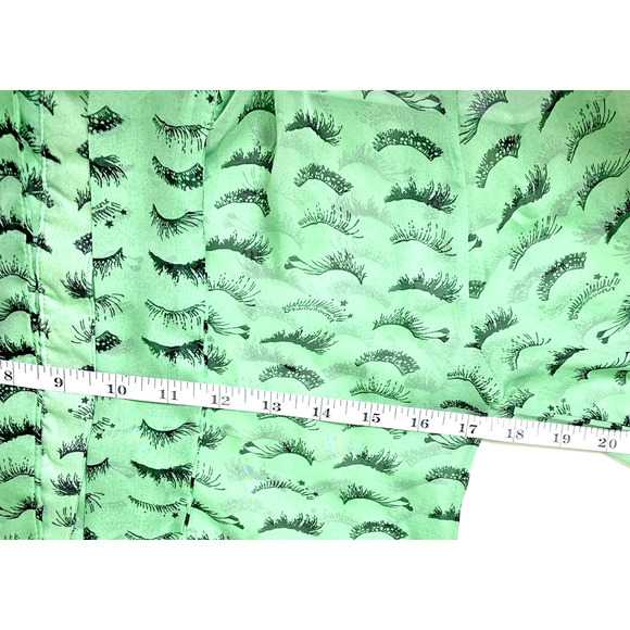 Fervour Women’s Blouse Size S Button Down Green With Black Prints. - Picture 4 of 9